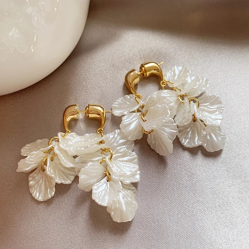 New fashion jewelry 14K gold plated  leaves tassels front  back wearing earrings elegant women's summer style beach accessories