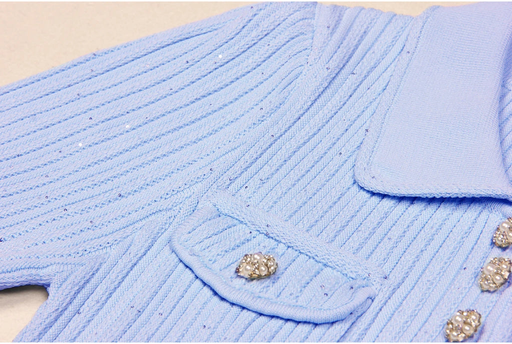High Quality Summer 2024 New Short Sleeve Little Fragrance Dress Fashionable And Versatile Lady Celebrity Short Knit Skirt