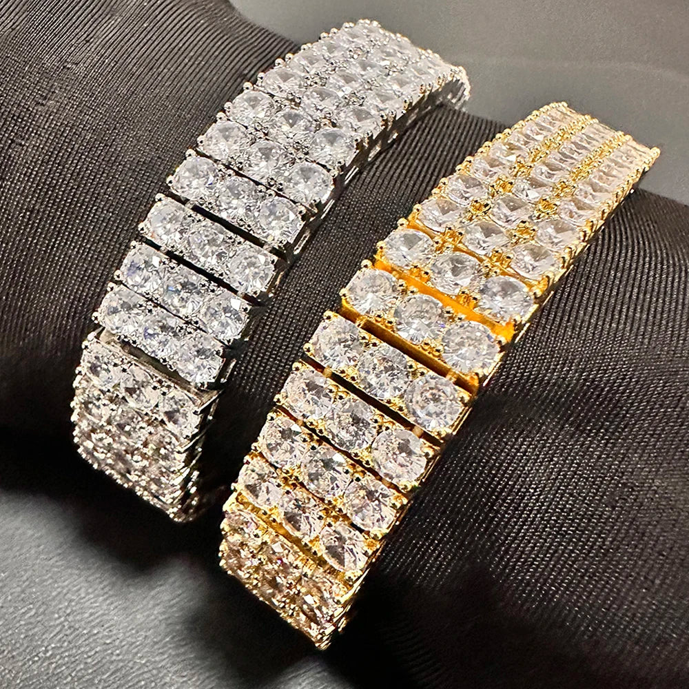 AZ 3 Rows Iced Out Tennis Chain Bracelet for Men Women Bling Zircon Hand Chain Hip Hop Jewelry Gift Drop Shipping