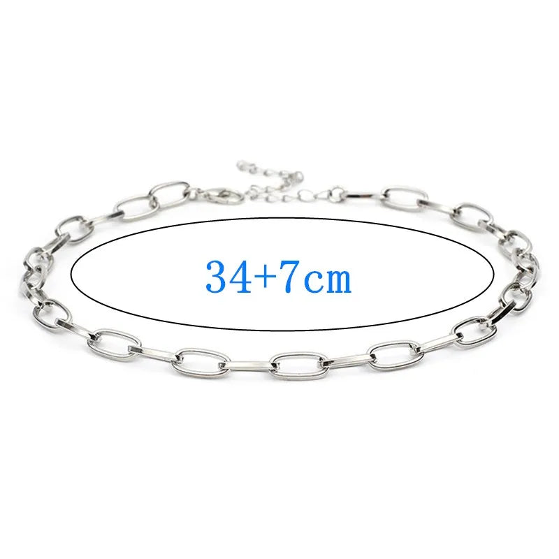 Sexy Clavicle Short Punk Gold Color Big Chains Necklaces Gothic Jewelry Women Pendant Choker Neckalce Girl Valentine's Day Gift