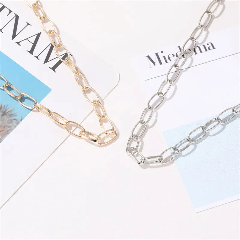 Sexy Clavicle Short Punk Gold Color Big Chains Necklaces Gothic Jewelry Women Pendant Choker Neckalce Girl Valentine's Day Gift