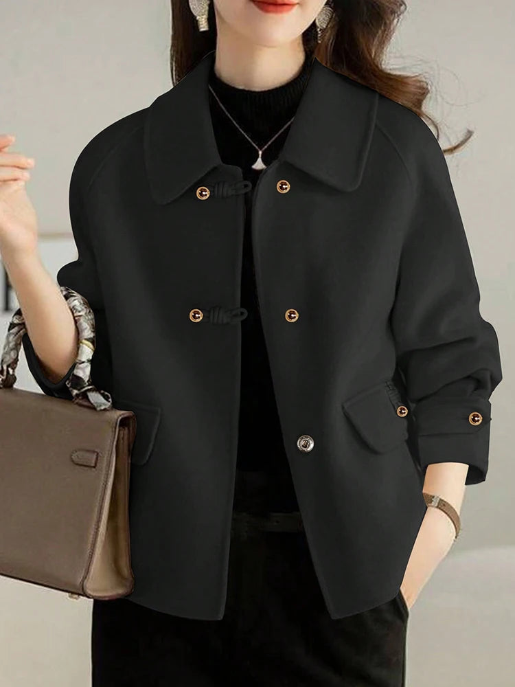 Elegant Solid Short Coats for Woman Autumn Winter Warm Woman Clothing Formal Office Female Coat Outfits New In Outerwears