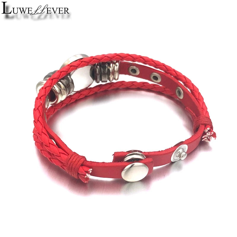 Hot Interchangeable 173 Real Genuine Leather Retro Fashion Bracelet 12mm 18mm Snap Button Bangle Charm Jewelry For Women Gift