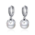 WOSTU Korean Fashion 925 Sterling Silver Freshwater Pearls Stud Earrings Zircon Silver Earrings For Women Wedding Jewelry CQE482