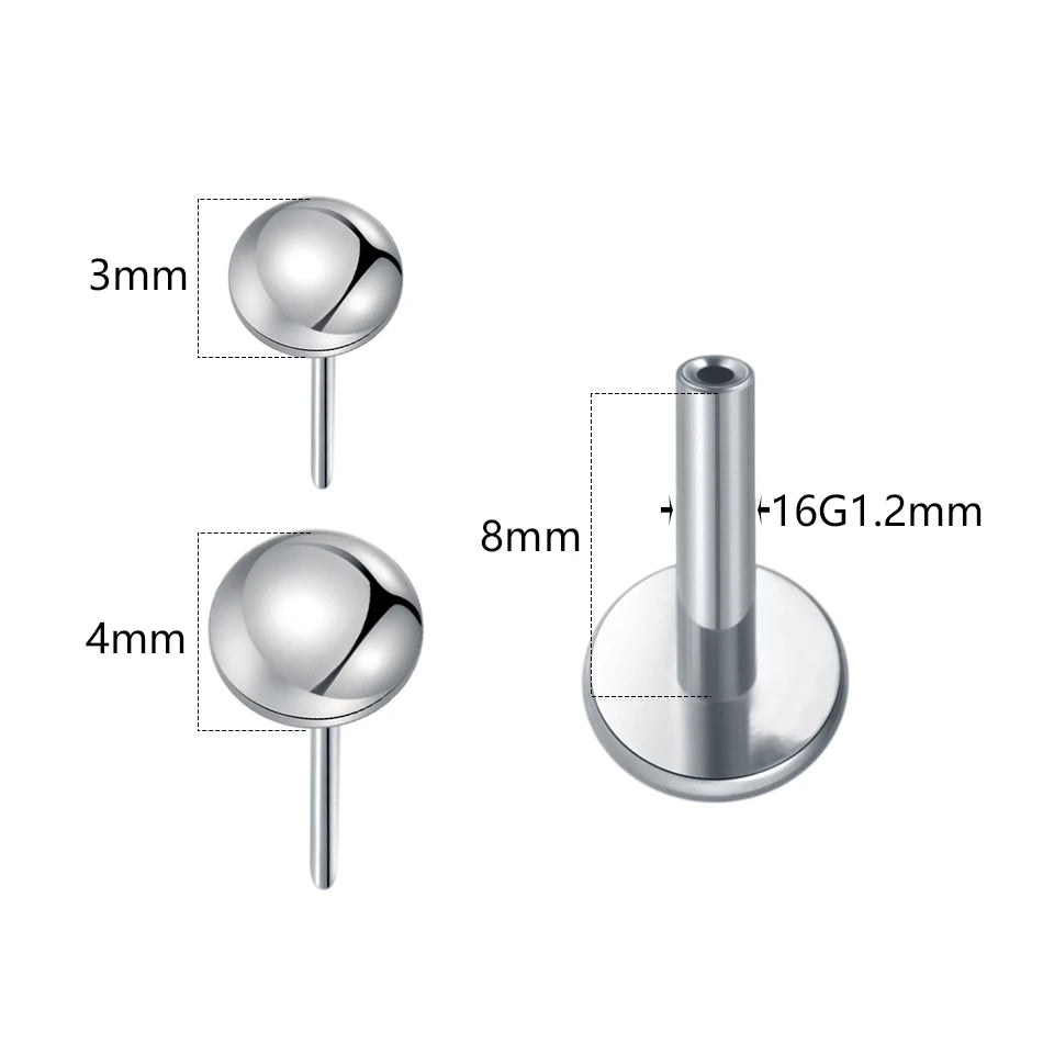 1/5PCS Titanium Threadless Labret Studs Piercing 16G Star Push Pin Cartilage Helix Tragus Earrings for Women Lip Stud Earrings