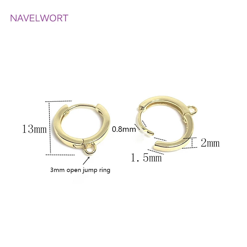 14K Gold Plated Round Hoop Earring Clasps Fitting Base Findings,Clasp For Earrings,DIY Jewelry Making Accessories Wholesale