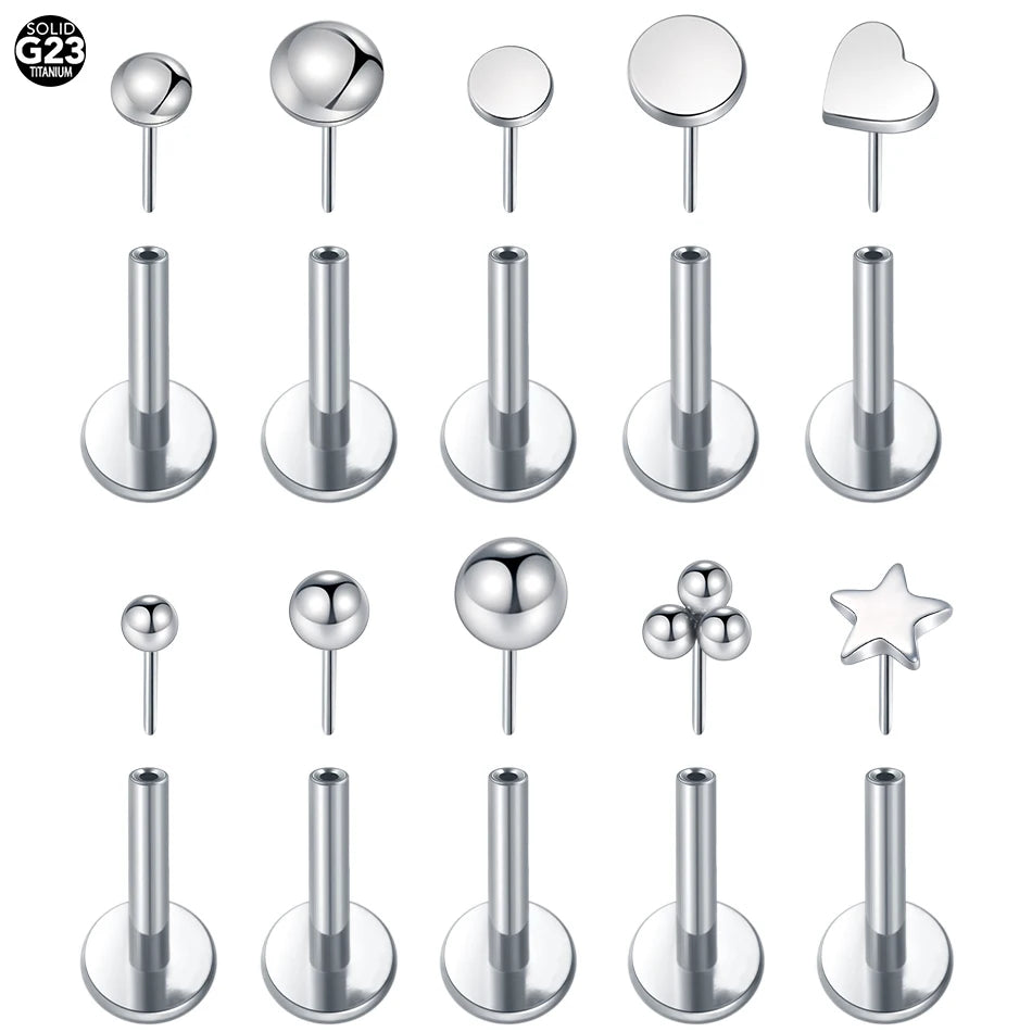 1/5PCS Titanium Threadless Labret Studs Piercing 16G Star Push Pin Cartilage Helix Tragus Earrings for Women Lip Stud Earrings