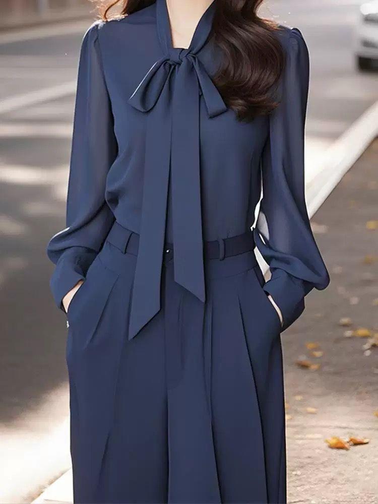 Elegant And Chic Blue Shirt Set With A Little Dress